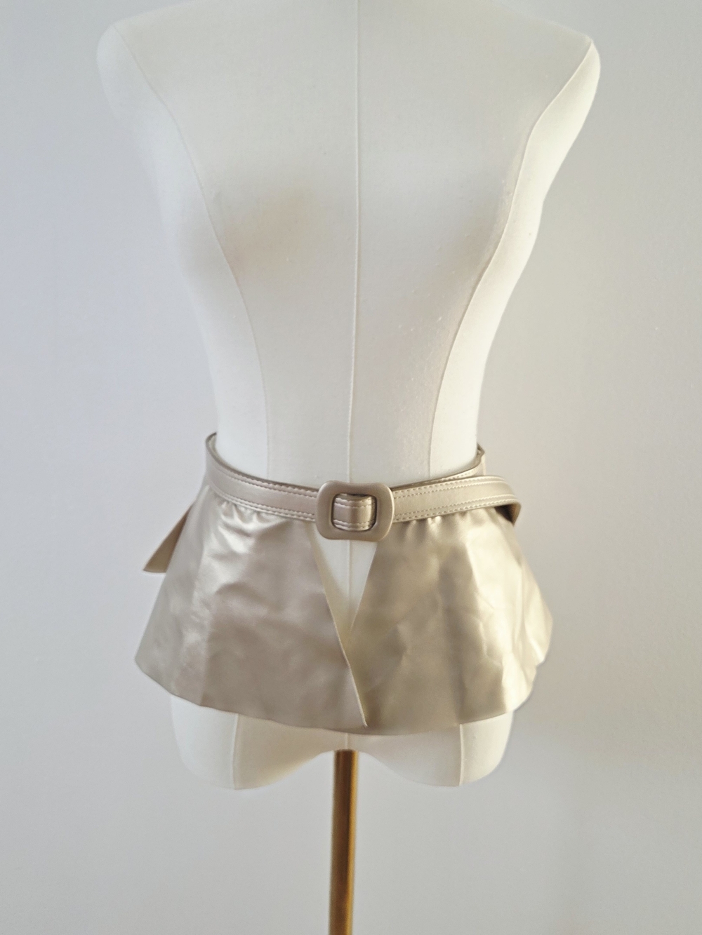 Gold Faux Leather Peplum Waist Belt